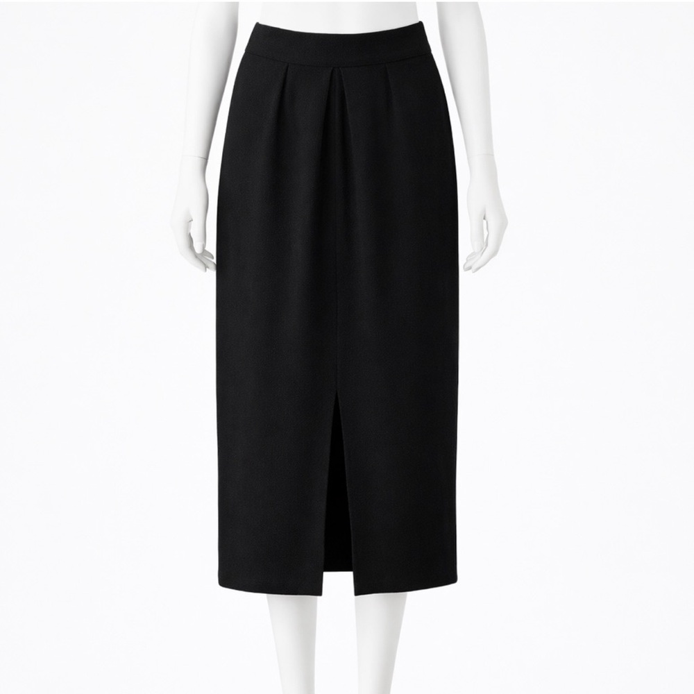 St John Sport Knit Pencil Skirt Black Santana Knit Size 4 USA Vintage Front Slit - Picture 6 of 8